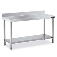 Table de travail en acier inoxydable : deux surfaces lisses et pieds extensibles pour surélever sa hauteur (150 x 60 x 85 cm)